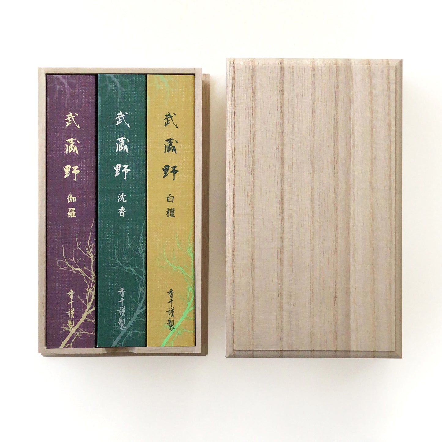武蔵野 桐箱進物 三種揃え(伽羅1・沈香1・白檀1)