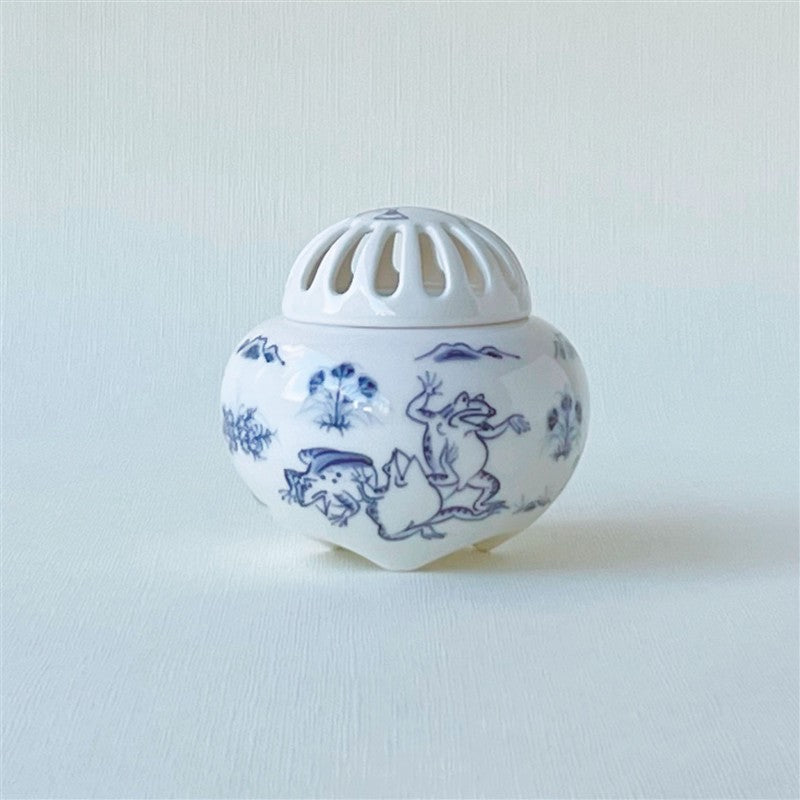 鳥獣戯画香炉　京焼・清水焼