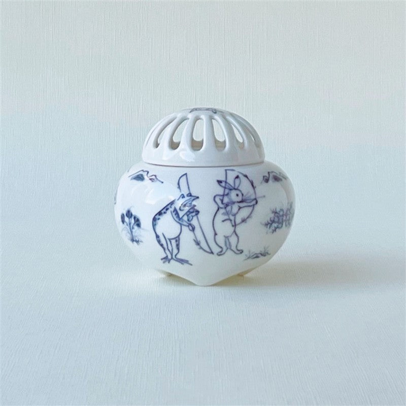 鳥獣戯画香炉　京焼・清水焼