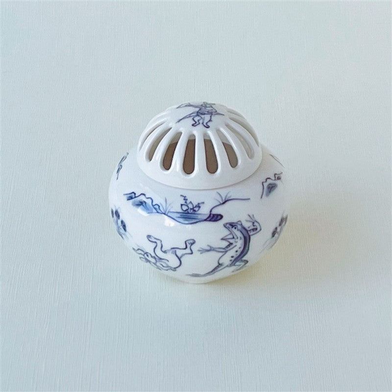 鳥獣戯画香炉　京焼・清水焼
