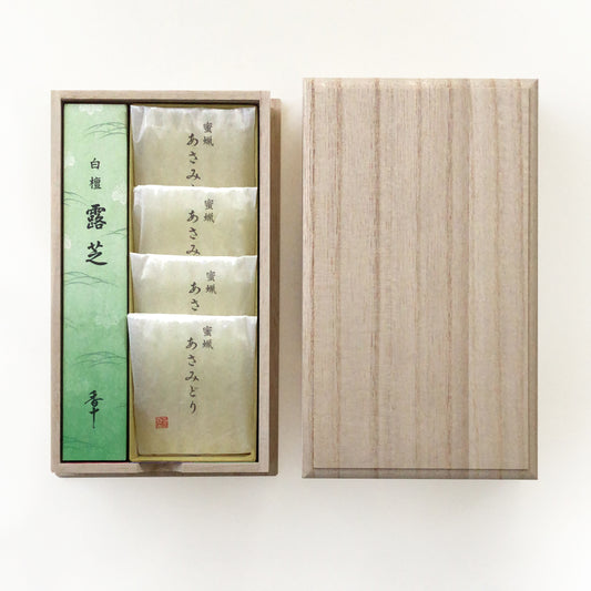 白檀露芝 蜜蝋ろうそく揃え(桐箱入)