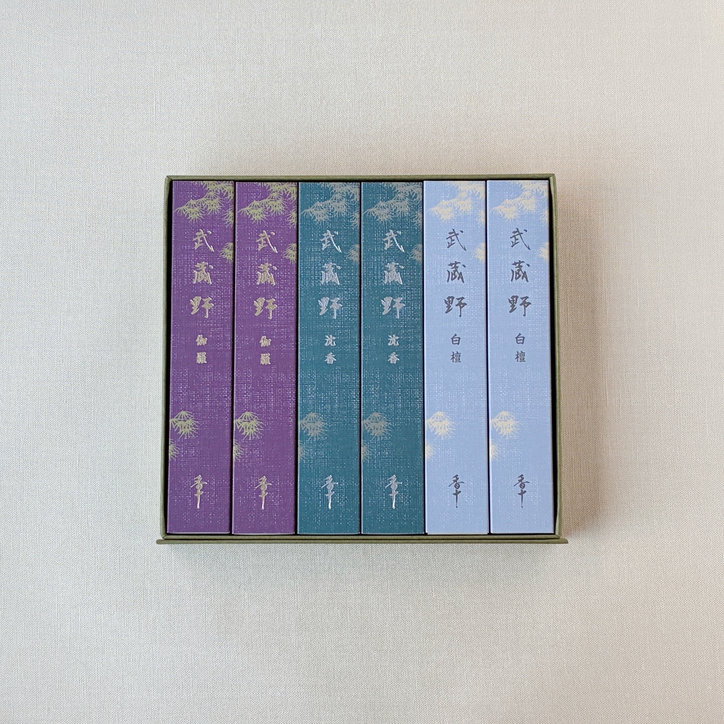 武蔵野　進物 三種揃え(伽羅・沈香・白檀) 6個入