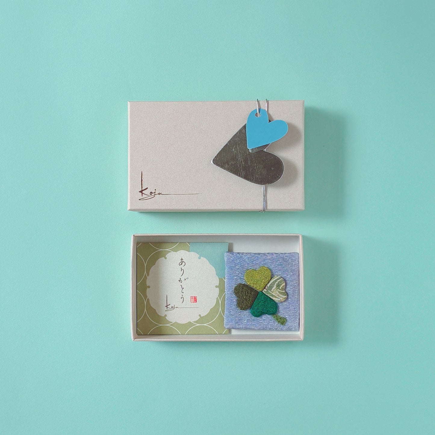 【ネコポス対応可】【ホワイトデーの贈り物に】ギフトピンクBOX 選べる名私香＆水色四つ葉のクローバーケース